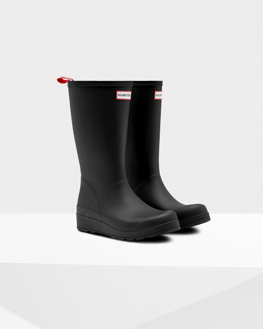 Hunter Original Tall Rain Play Boots - Sale Clearance Womens Black - BADVXF230